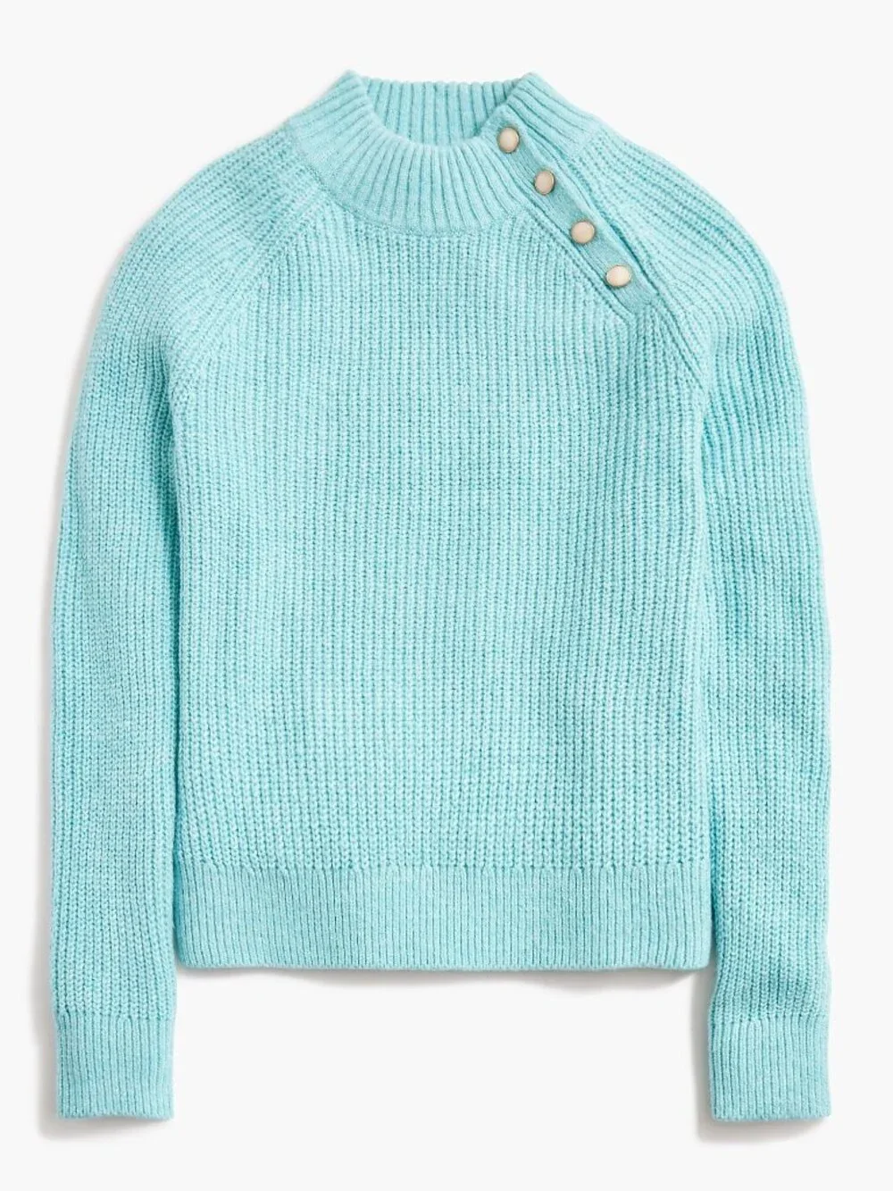 2/$30 J. Crew Cotton-Blend Mockneck Sweater Heather Frosty Blue Medium #A3143